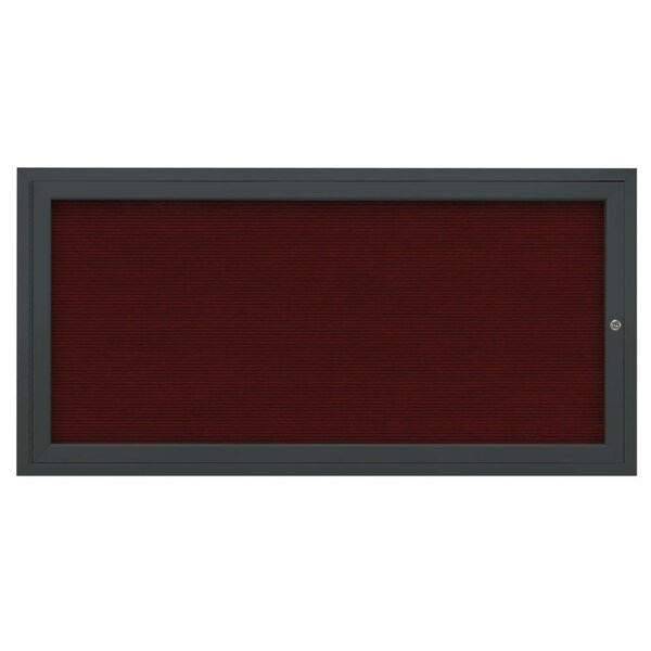 72"x36" 3-Door Enclosed Outdoor Letterboard, Hdr, Burgundy/Black